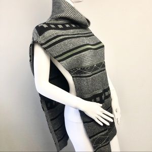 Phillip Lim Wool Poncho Sweater Large Striped Gray